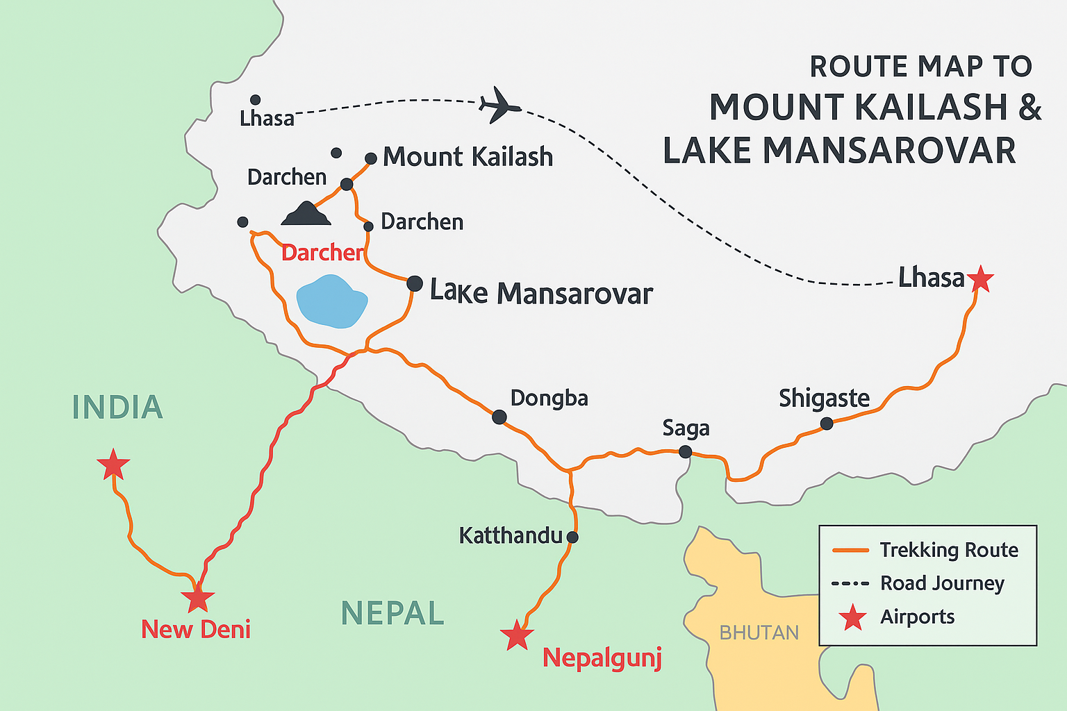 Mount Kailash Mansarovar Tour Route Map